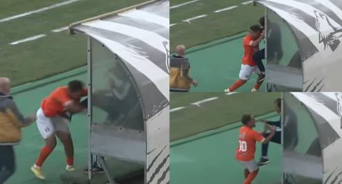 "دفعه وضربه بالرأس".. لاعب المنصورة يعتدي على مدربه أمام المقاولون (فيديو)